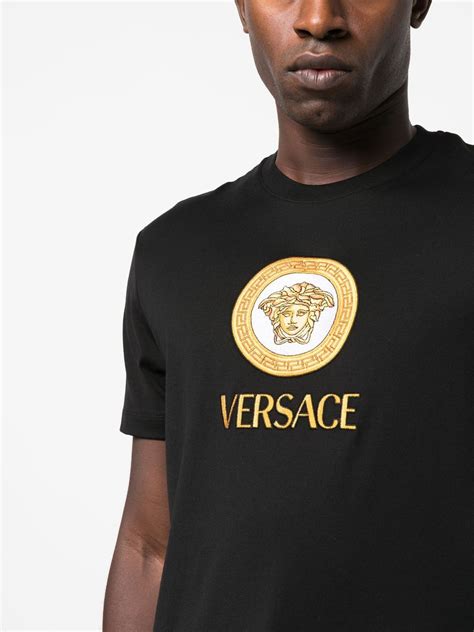 versace collection medusa print t shirt black|Versace Medusa shirt men's uk.